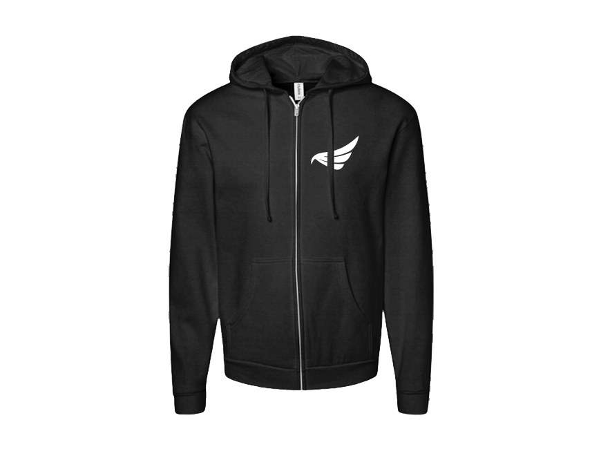 Black Hooded Full-Zip Sweatshirt